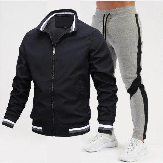 Men's Street Running Sports Jacket and Sweatpants Set - Comfortable and Stylish