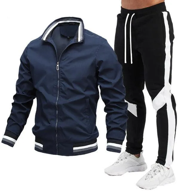 Men's Street Running Sports Jacket and Sweatpants Set - Comfortable and Stylish