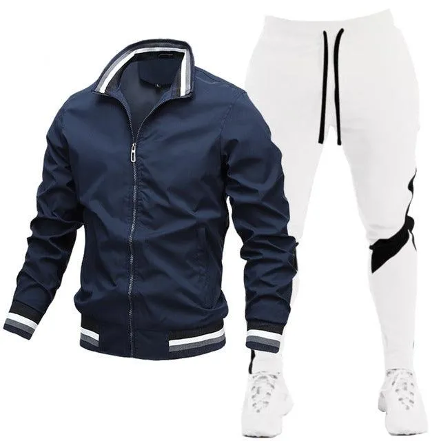 Men's Street Running Sports Jacket and Sweatpants Set - Comfortable and Stylish
