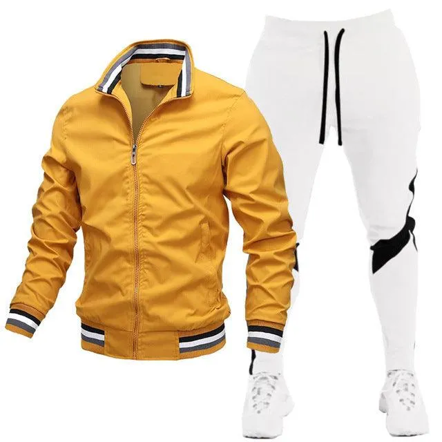 Men's Street Running Sports Jacket and Sweatpants Set - Comfortable and Stylish