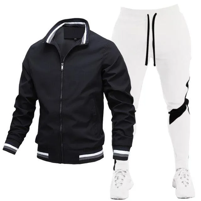 Men's Street Running Sports Jacket and Sweatpants Set - Comfortable and Stylish