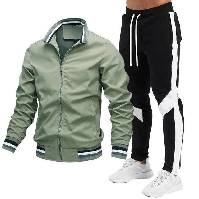 Men's Street Running Sports Jacket and Sweatpants Set - Comfortable and Stylish