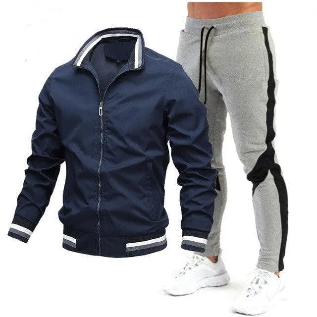 Men's Street Running Sports Jacket and Sweatpants Set - Comfortable and Stylish
