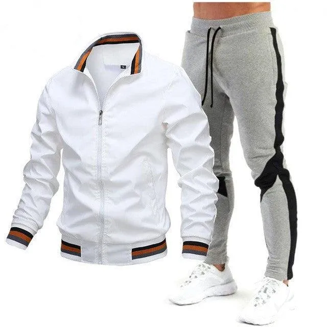 Men's Street Running Sports Jacket and Sweatpants Set - Comfortable and Stylish