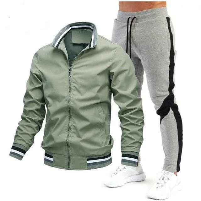 Men's Street Running Sports Jacket and Sweatpants Set - Comfortable and Stylish