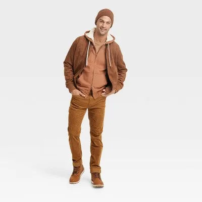 New - Goodfellow & Co Men's Full Zipper Sweatshirts Sherpa-Lined Hood Adjustable
