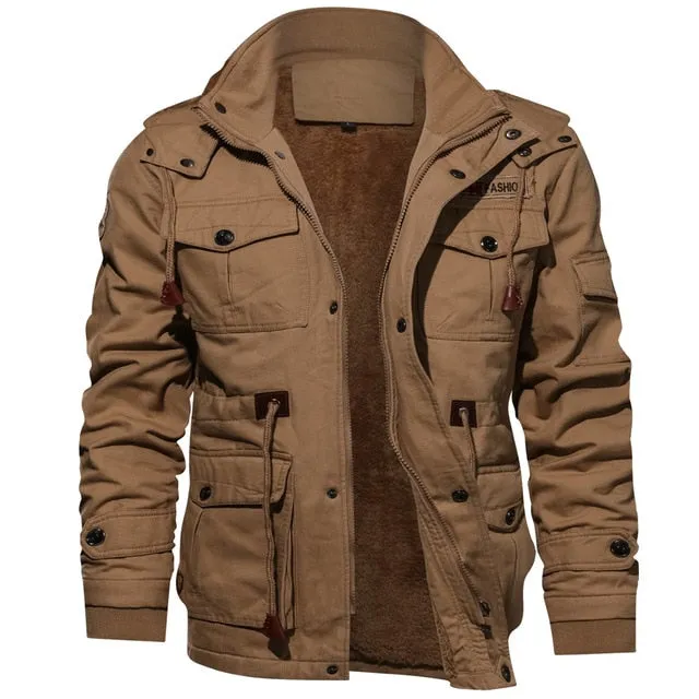 Parka Winter Fleece Multi-pocket Casual Quilted Jacket