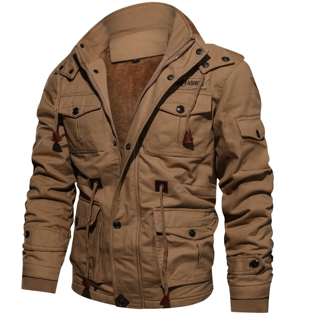 Parka Winter Fleece Multi-pocket Casual Quilted Jacket