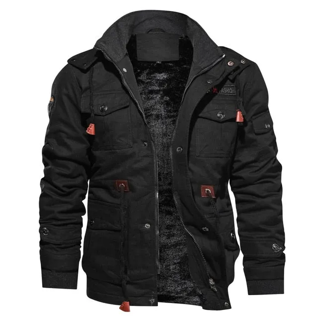 Parka Winter Fleece Multi-pocket Casual Quilted Jacket