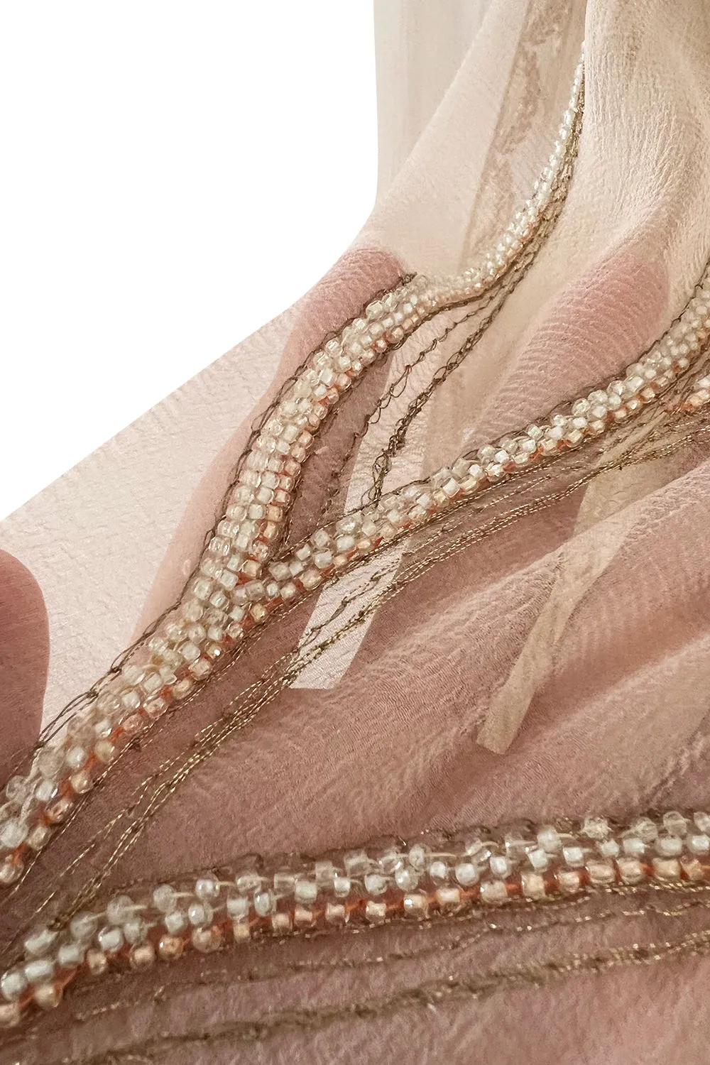Prettiest 1977 Bill Gibb Couture Embroidered Gold Thread Net Dress w Long Jacket