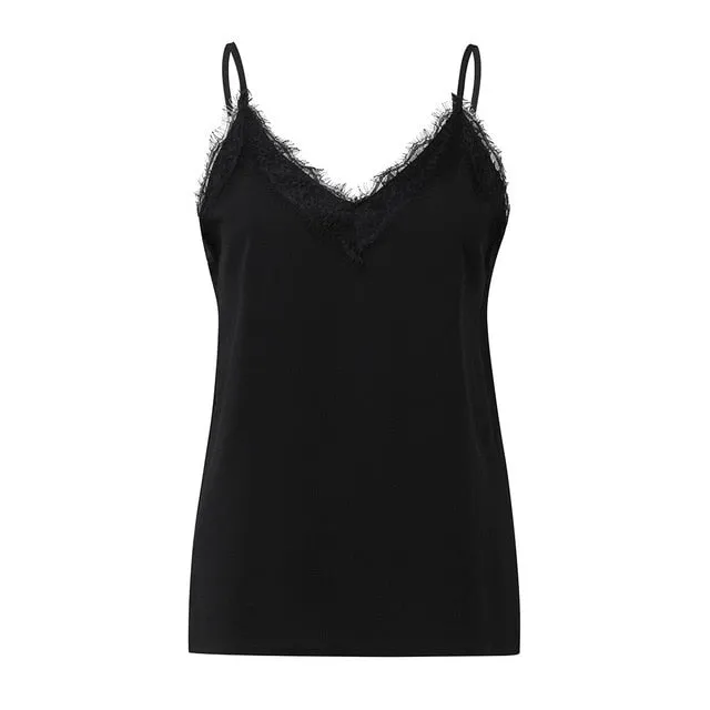 Pretty Silky Poly-Blend Lace Camisole