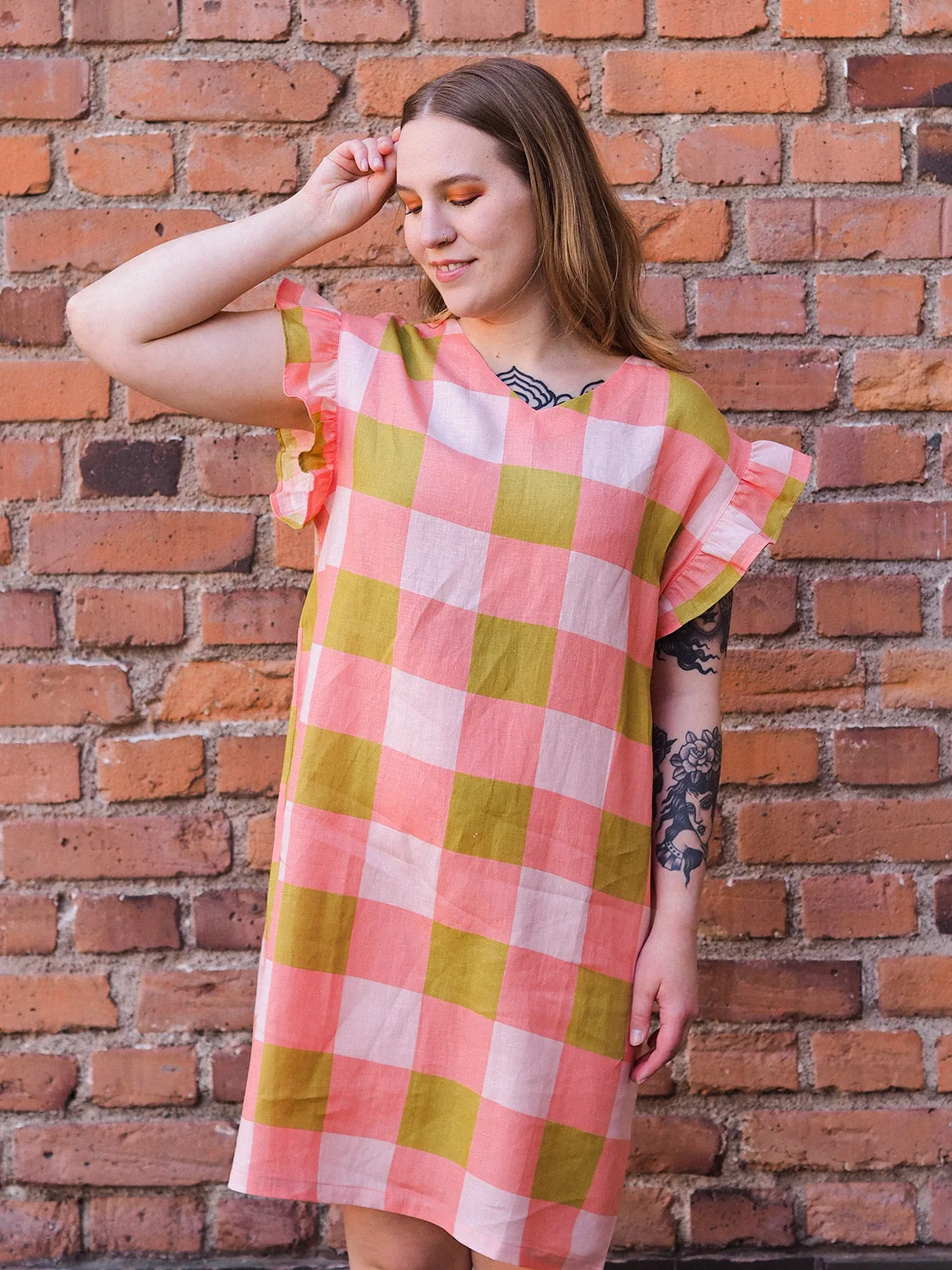 Priscilla Dress Xadrez Rose