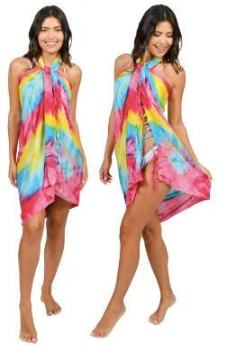 RAINBOW SARONG COVER UP WITH COCONUT SHELL