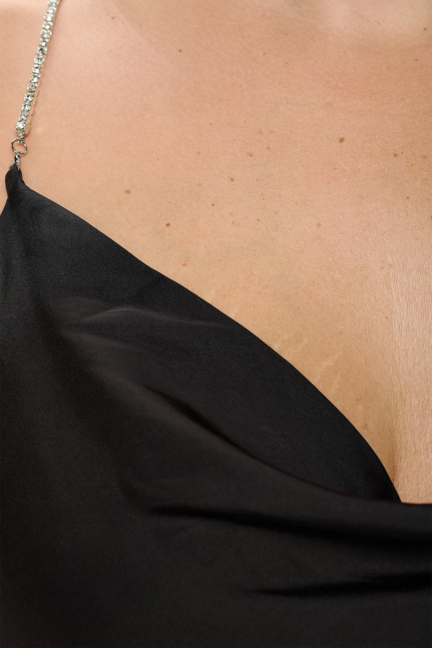 Rhinestone Strap Cowl Neck Camisole