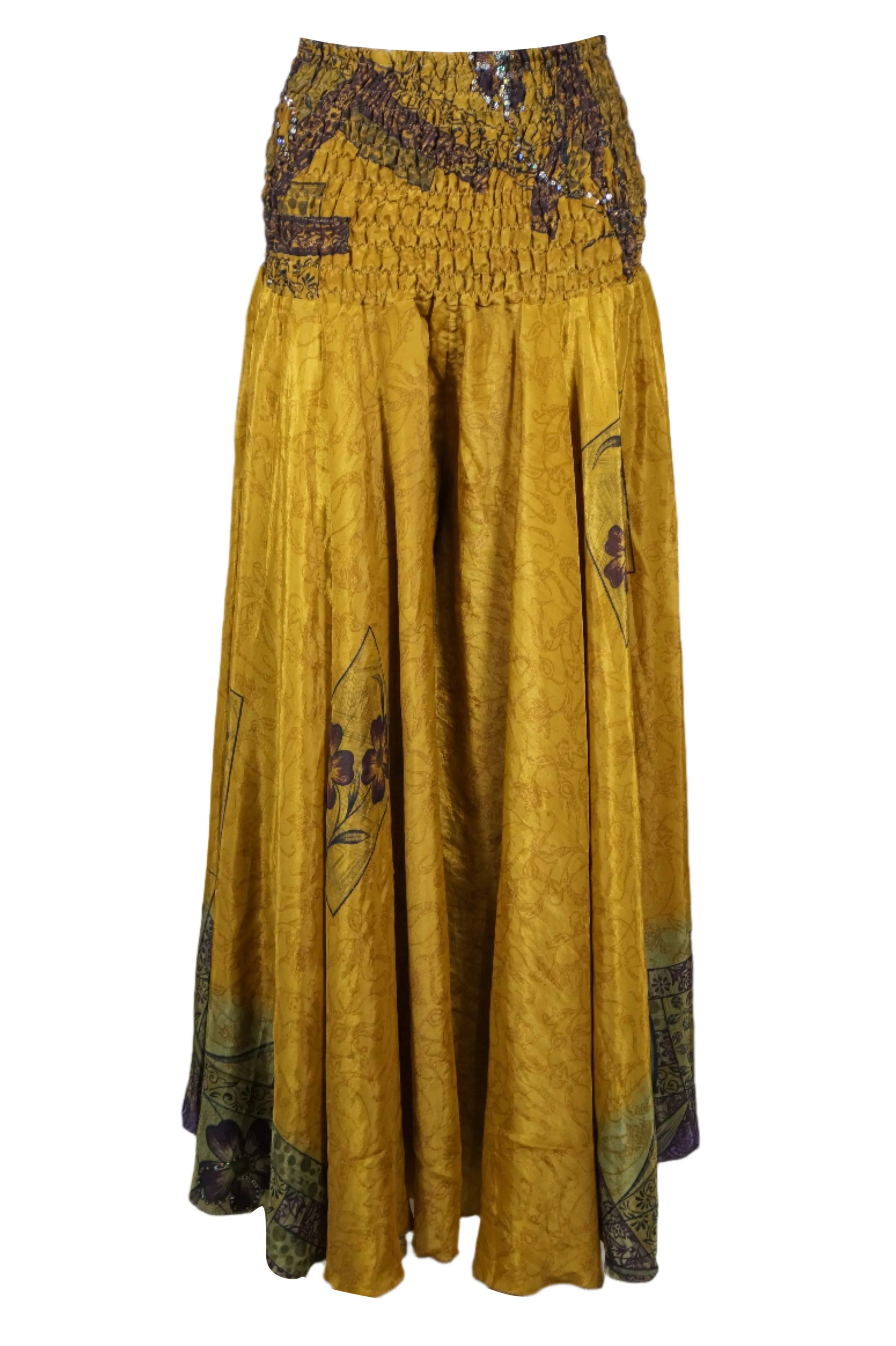 Women Dijon Yellow Boho Flared Skirt Pants – Handmade, Breezy & Beach-Ready SM