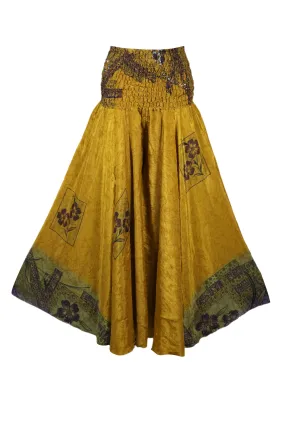 Women Dijon Yellow Boho Flared Skirt Pants – Handmade, Breezy & Beach-Ready SM