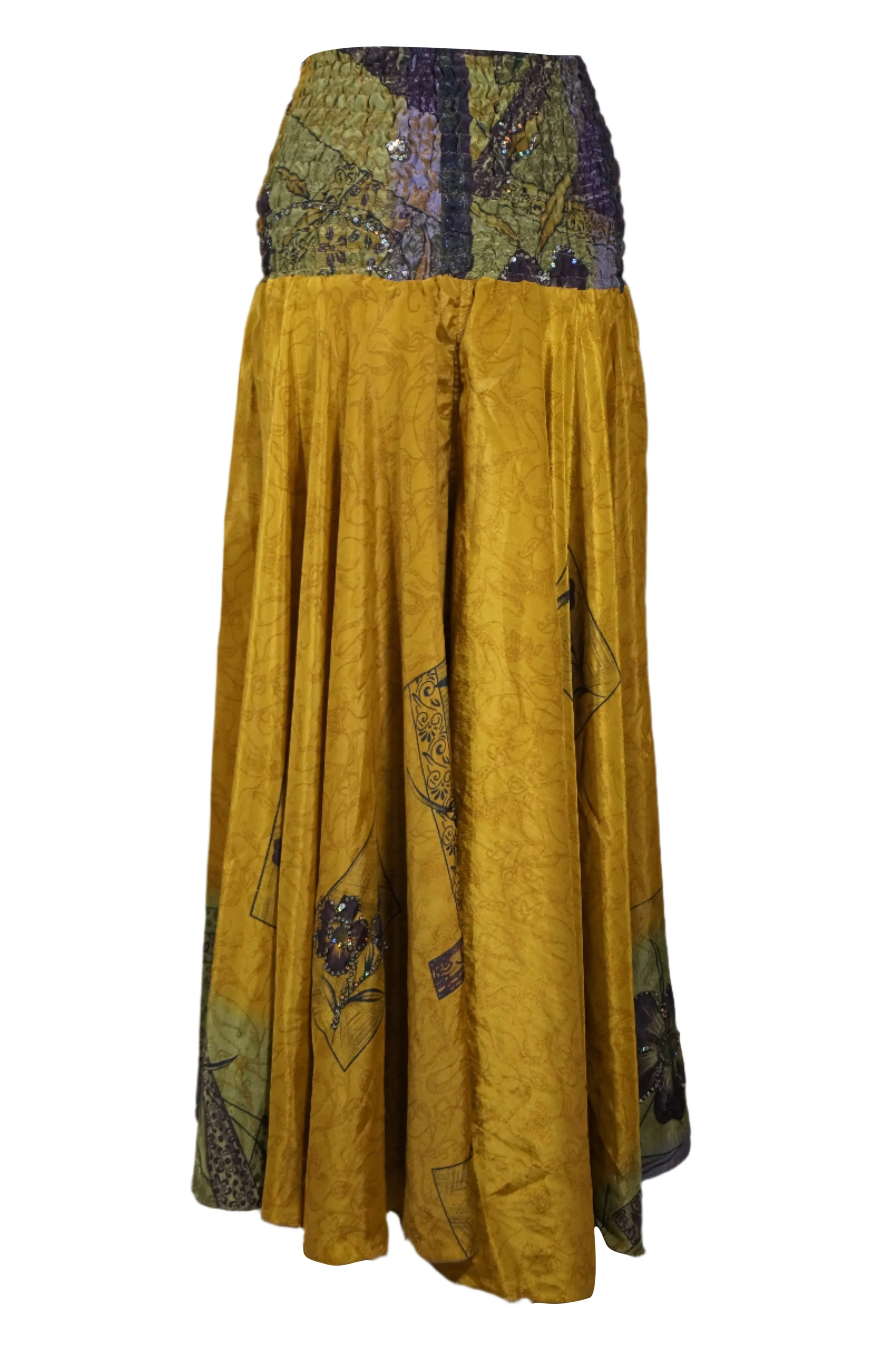 Women Dijon Yellow Boho Flared Skirt Pants – Handmade, Breezy & Beach-Ready SM