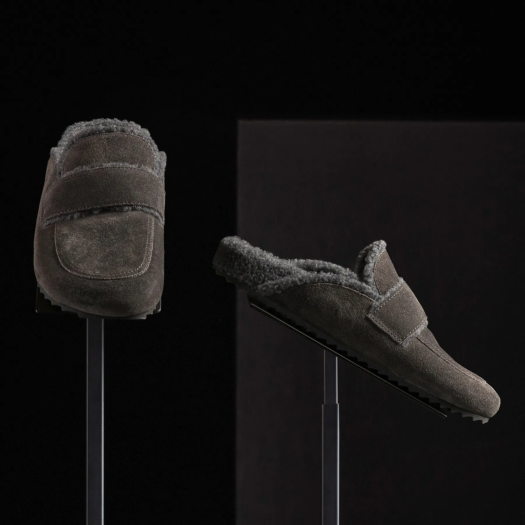 Women's Suede Shearling Loafer - Ash/Heather Grey