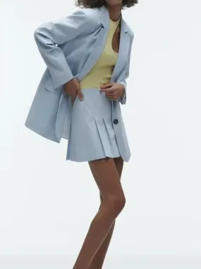 xakxx xakxx - New women's  wide pleated pants skirt wide version suit coat lapel long sleeve loose straight sleeve suit coat