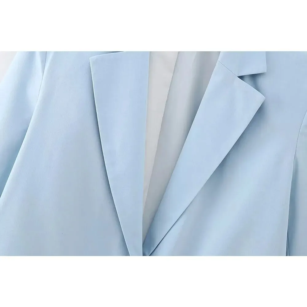 xakxx xakxx - New women's  wide pleated pants skirt wide version suit coat lapel long sleeve loose straight sleeve suit coat